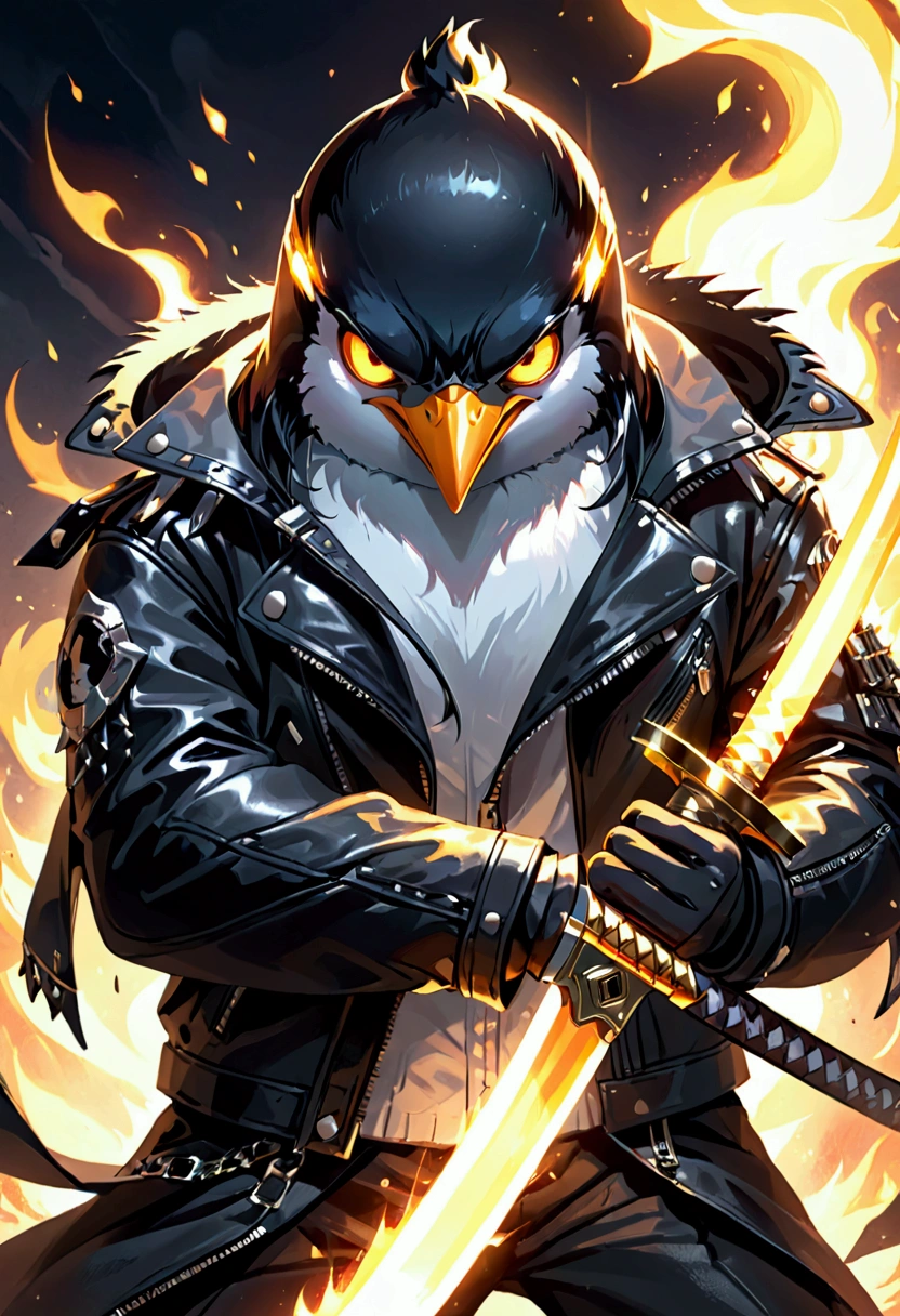 score_9, score_8_up, score_7_up, score_6_up, score_5_up, score_4_up, male anthro avian, solo, light yellow eyes, muted beige feathers, beak, standing, pants, jacket, fingerless gloves, pensive expression, dark eyeshadow, steampunk, [[subtle abs, pecs]], Aiming bow, bird feet, 