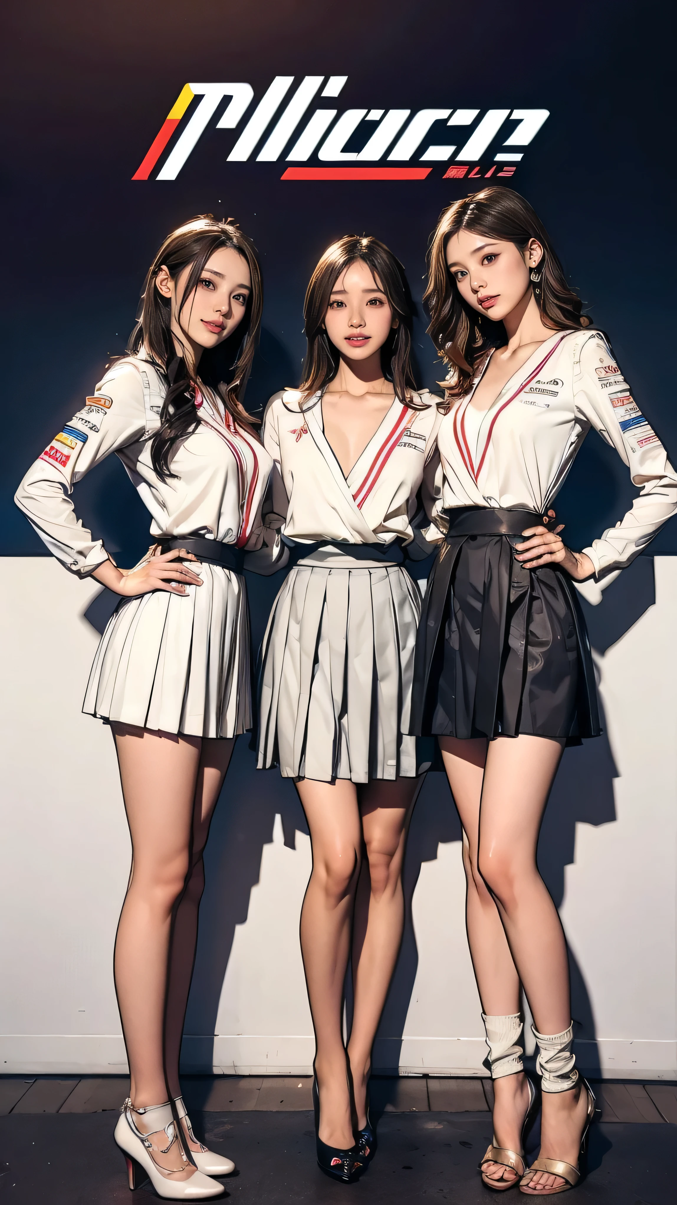 (Highest quality、Ultra-high definition images、32K、masterpiece:1.3)、(Beautiful woman:1.2)、(8 girls:1.3)、(Grid Girls、Race Queen)、circuit、umbrella、Racing Car、ponytail、Highly detailed face、Lips Detail、Detailed Eyes、double eyelid、Saggy breasts、Happy smile、Bright photo