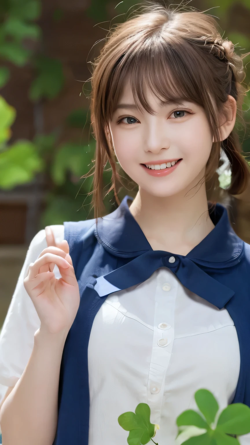 187 Alice in Wonderland, (lower one's head:1.1), short hair, young woman, gentle smile