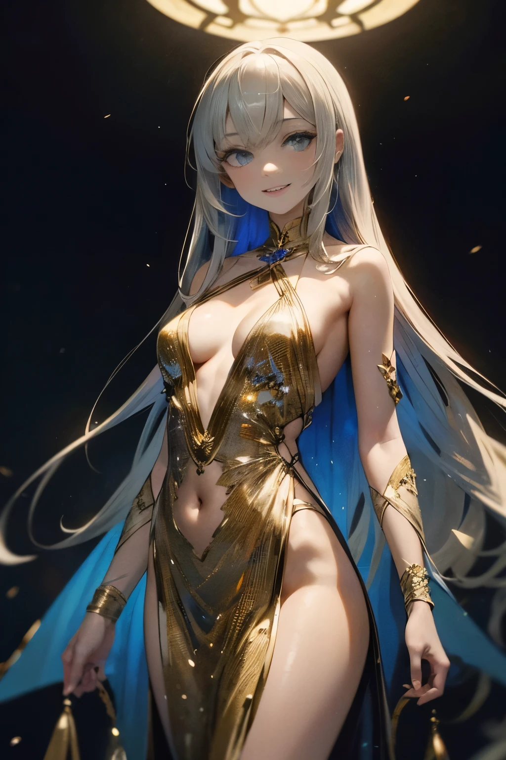 (Masterpiece:1.2), (illustration:1.2), (ultra-detailed), (delicate detailed), (cinematic light), 1girl, slender body, big breasts, princess, exotic clothes, smile, shy, makeup, high contrast, best illumination, colorful