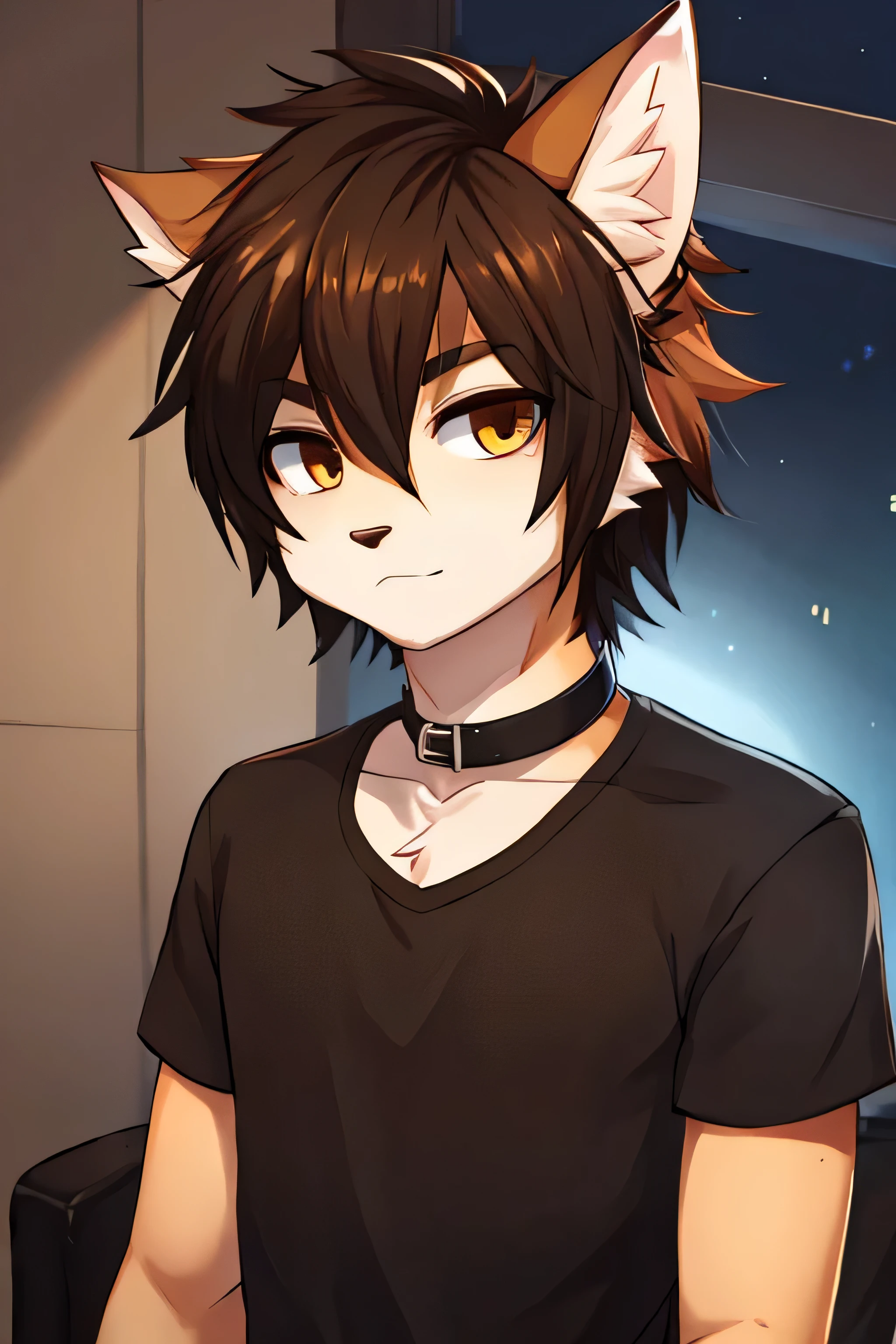 furry, anthromorphic, brown cat, male, epic hairstyle, emo, cute, twink