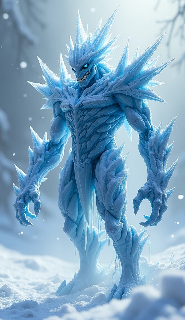 Shadow and light play, creating illusions of movement and depth., a fantasy creature made out of cracked ice