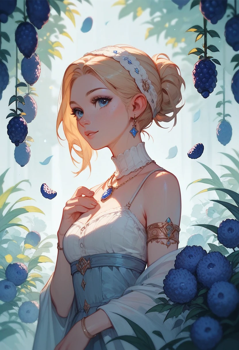 Beautiful girl with blueberries