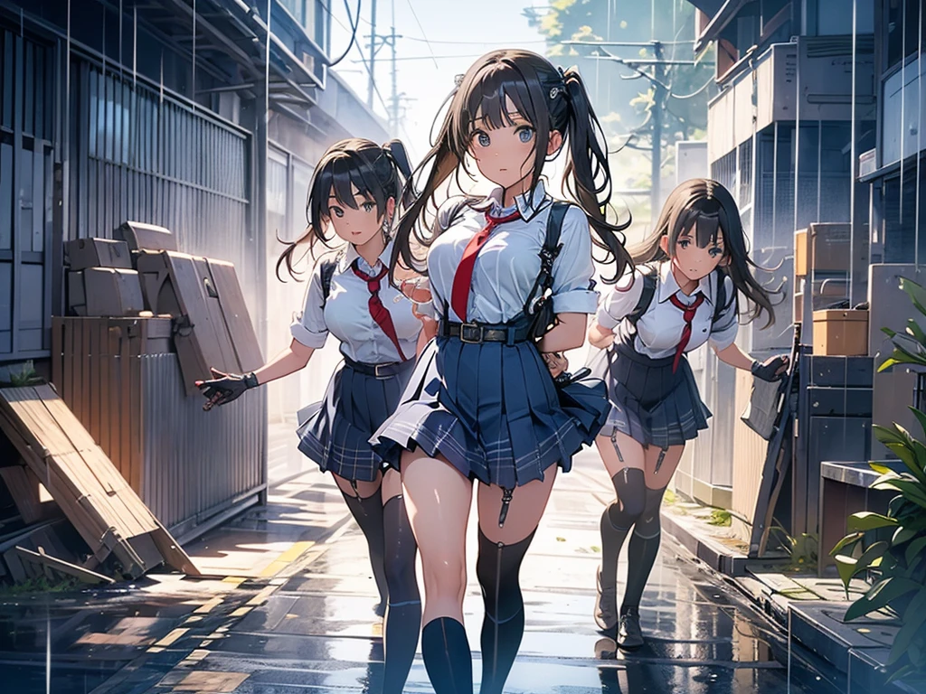 (An adult woman is in a panic because her skirt was blown up by a sudden strong wind., The wind is blowing up from the ground, flipping up her skirt and revealing her panties:1:3), Beautiful Anime Woman, Beautiful art style, Anime characters, ((Smooth texture, Realistic texture, Anime CG style)), ((Highest quality)), (Very detailed), (Very detailed CG 統合 8k 壁紙), Very detailed, High-resolution RAW color photos, Professional photography, masterpiece, Highest quality, beautiful and big breasts, Slender body, (Stunningly beautiful woman), (Detailed face:1.2), (Fashionable white shirt, (Sailor collar, Sailor suit, Navy Pleated Skirt, Knee socks:1.3), (Sexy and cute white panties, Shiny white satin panties, Side-tie panties, Panties with plain white center and lace decoration on the sides:1.3), (In town, Akihabara-like streetscape, Sidewalk, Lots of people in the background々:1.3), Perfect lighting, Perfect Shadow, Exact number of arms, Exact number of legs, Perfect Anatomy, Exact finger count、Exact number of legs、(Exact number of arms:1.0, Exact number of hands:1.0), (Perfect hands, Perfect Anatomy), (Embarrassed expression), Angle from the front