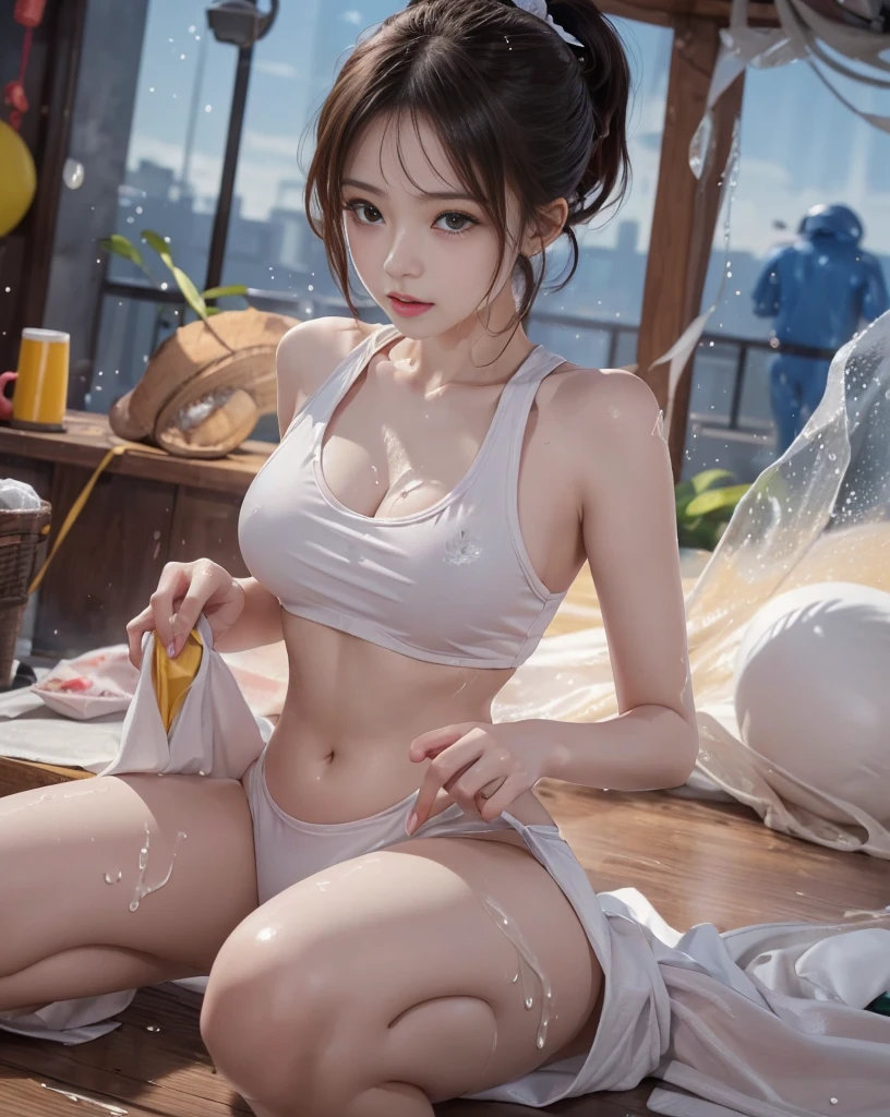 140cm,((Small breasts,Bust size A cup or smaller)),((Erotic and cute Japanese girl:1.3)),((Expressions of sexual pleasure,My whole body is wet with sweat,The clothes are soaked with sweat)),Small Face,ponytail,Nose is too small,Cheerful and cute girl,Beautiful woman:1.8,((Athletics:1.5),Erotic Costumes),Clothing that is too close to the skin,Beautiful Eyes,Extremely detailed and detailed depiction,Thin eyebrows,((Big eyes:1.2)),((I&#39;I&#39;No underwear on.:1.6)),(Not wearing underwear),Slim figure,ponytail,Day Park,Photorealistic:1.4,Sexy belly button,Beautiful thighs,Shape of the female genitalia,Beautiful crotch,Small Ass,Beautifully shaped butt,Thin eyebrows,((Very erotic and cute)),((Clothes that are too thin:1.3)),(Pink nipples,Hard and large erect nipples,Beautiful pink female genitalia,Pushing underwear deep into the female genitals),Exhibitionist daughter,(Fine hand,Perfect hands,Beautiful little hands:1.2,Extremely detailed and detailed depiction,(Perfect Anatomy:1.3)),(8k,16k,32K,RAW Photos,Best Quality,masterpiece:1.2),(reality:1.37,Photorealistic:1.37),Ultra-high resolution,Film Grain,chromatic aberration,Sharp focus,Face Light,Professional Lighting,(Detailed eyes and face,Professional camera techniques,Cinema Lighting),