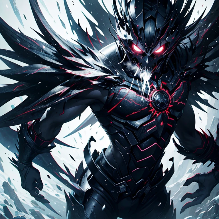 naughty man;
masculine;
brawny;
Platinum colored hair;
long and spiky hair;
bluish gray skin (avatar type);
Plasma veins;
Black colored eyes;
Cao Cao;
space background;
Kaiju humanoid