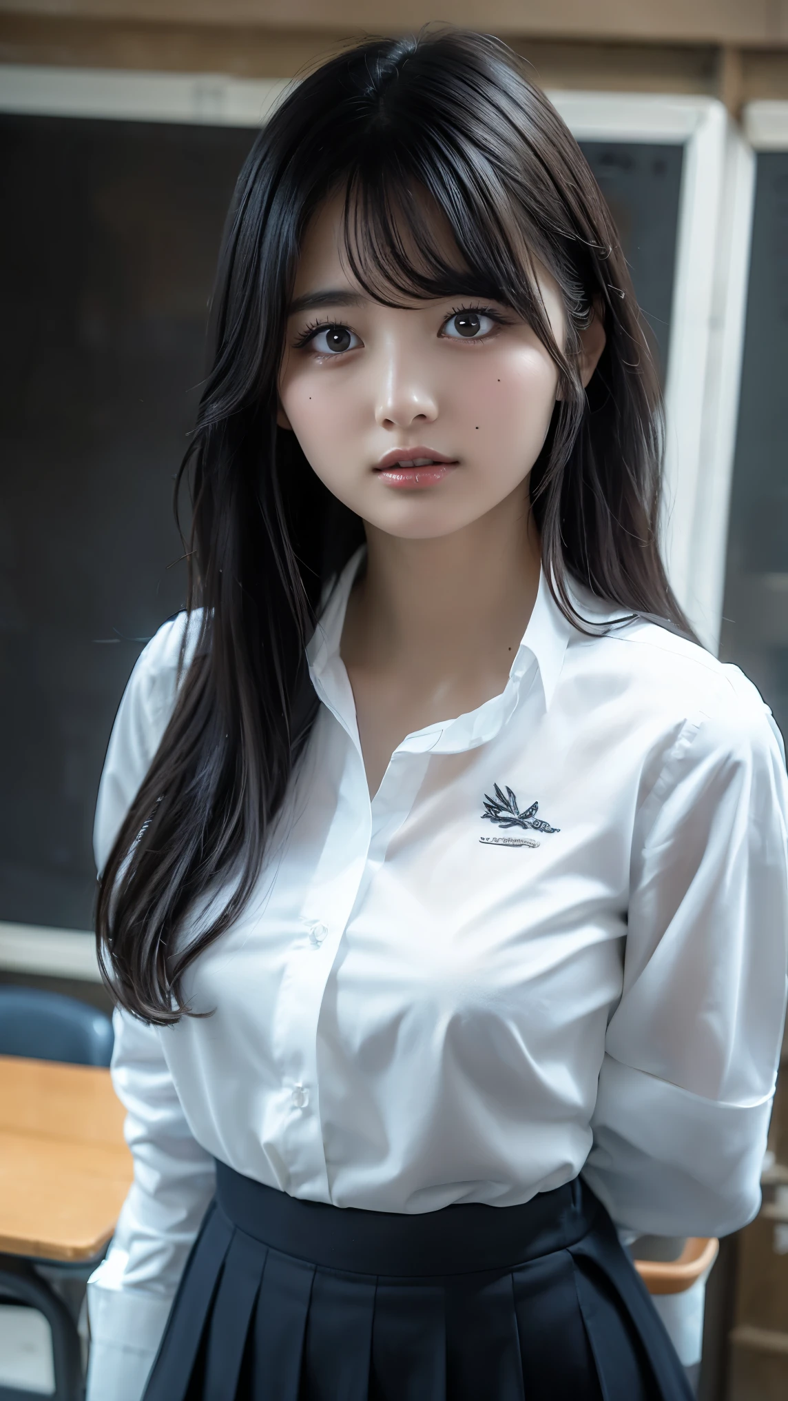 [2/7 3.24 PM] Ci ACENK: (pp clothes), (realistic), girl standing, crying, classroom situation, glance at the audience.
[2/7 3.34 PM] Ci ACENK: RAW, Best quality, high resolution, work: 1.3), Young girl, Hinata hyuga is shown realistically, beautiful, poses facing the audience's camera, shows perfect facial details, cute seductive expression, in the classroom, ((high school clothes)), orgasm, high resolution, 4k, HDR, 1girl, photorealistic, realistic, big tits, ((half body)) face towards viewer, close up, classroom,