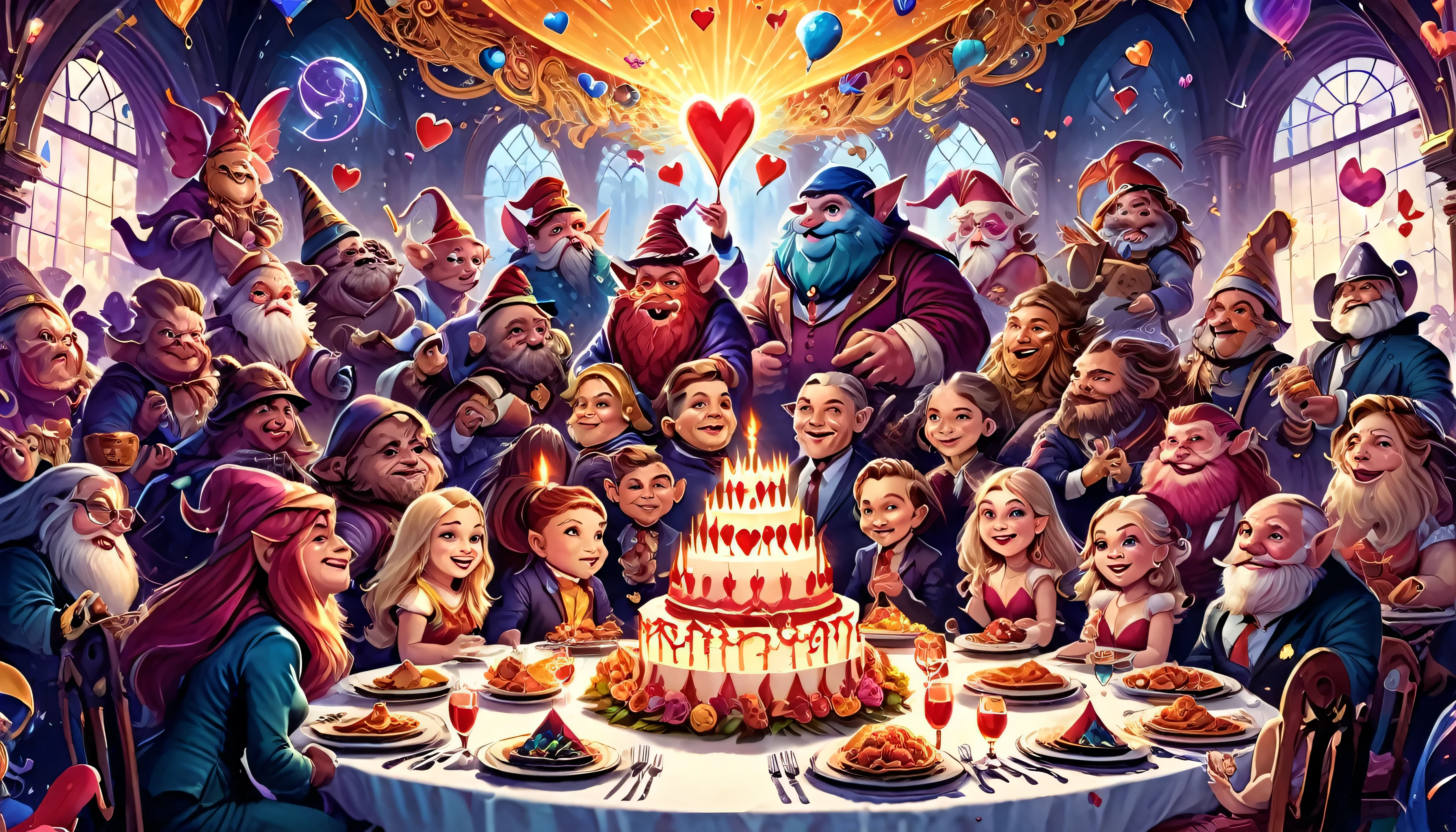 mutant, banquet, genius, spiritual, mutation, ritual, party, pop vibes, happiness, heart, utopia, dwarfs, like a dream, fiction, story, highly detailed, high resolution,