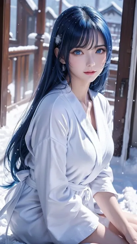 ultramarine blue hair、masterpiece、best quality、high resolution、highly detailed photos、professional lighting、bangs between the ey...