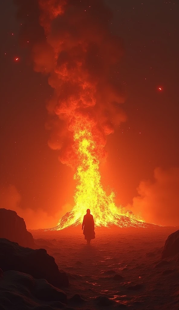 (volcano exploding:1.37),(Undersea volcanic eruption),Four pieces of hot magma,Scorched black rock, (Sky volcanic ash),beachside,(rolling waves:1.0),Fire red sky,destroy,inverted image,Epic graphics,shocking effects,,Photography,Barnett S....,Photorealism,Imaginative,Otherworldly,Image from the work of Darren Aronofsky,Quixel Megascans Render,The picture is from Roger Deakins's work,Bottom view,Beautiful lighting, --AR 9:16 --V 5.2 --Upper Beta --Stop 80