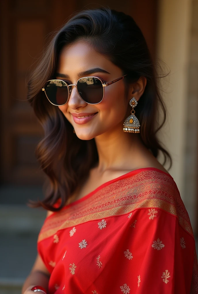 Indian girl with sunglasses and ethnic wear 