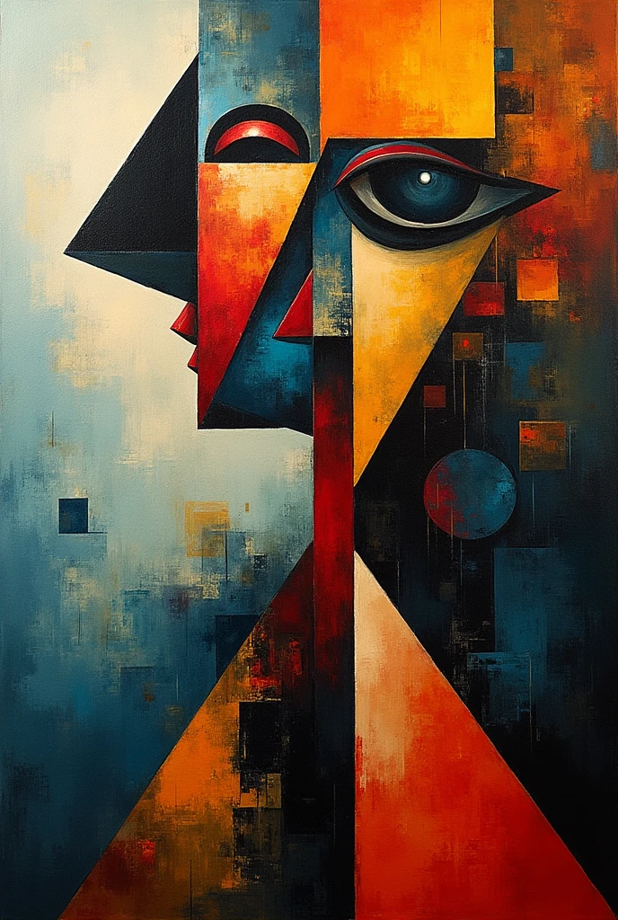 Make an abstractionism art that the style is cubism