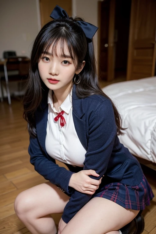 She is wearing the cutest high school uniform in the world.、Age 25、The sculpture model is attractive, (One Girl:1.Hotos、Photorealistic:1.4、Official Art、Ultra-detailed、beautifully、aesthetic、Beautiful poop、masterpiece、Best Quality、Poses that sexually stimulate men、Attractive eyes、Ecstatic expression、The butt is small、Huge boobs、Exposing breasts、(Upper body naked)、The cutest blazer in the world、The cutest blouse in the world、The cutest red ribbon in the world、The most beautiful face、The most beautiful earrings in the world、The cutest checked mini skirt in the world、The cutest navy blue knee socks in the world、The cutest black loafers in the world、The cutest sleeping face in the world、The world&#39;s cutest gravure idol poses、The most attractive body in the world、The whole body is displayed、School classroom、Spread your legs wide、Touching the thighs、Showing off the cutest panties in the world、((dorsal position、Lift your hips up、Insert、Deep joy、Severe pain、Intoxicated Eyes:1.2）,(Top view:1.5）, Despair, I feel like crying, Scream、((Breathing heavily:1.2))、Ecstatic face、Climax expression、look up、Staring at the ceiling、((Open your eyes, Endure:1.5)), （View your viewers：1.1）