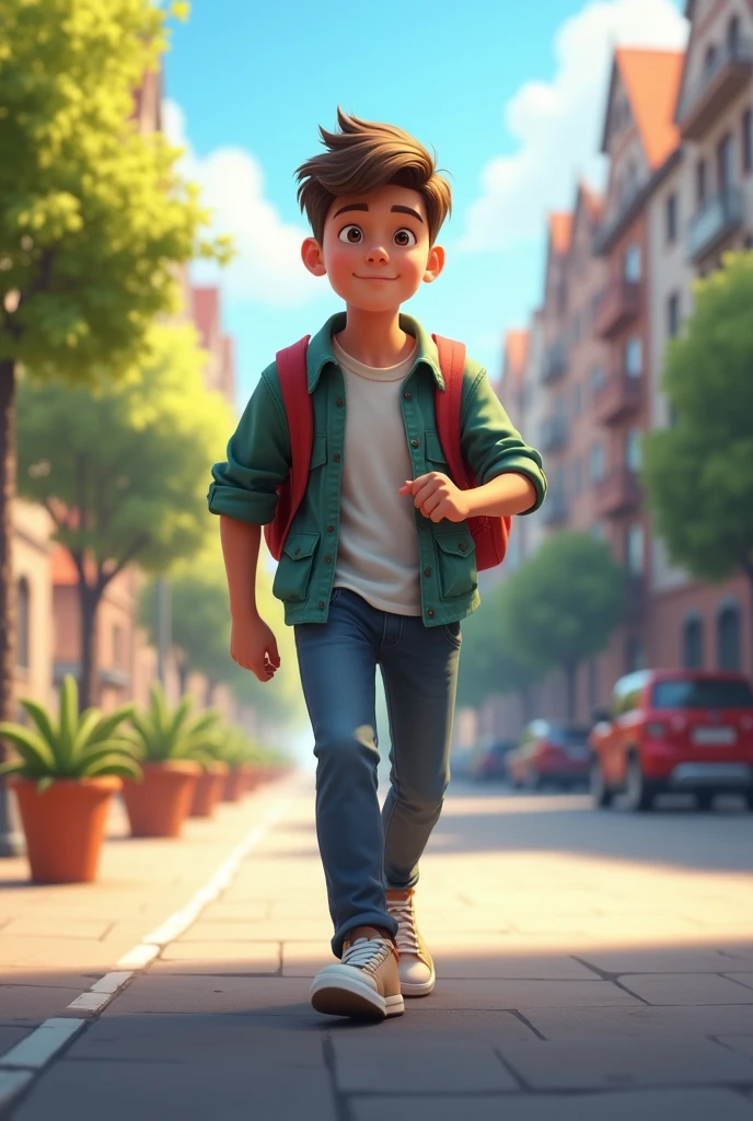 An adolescent
going to school