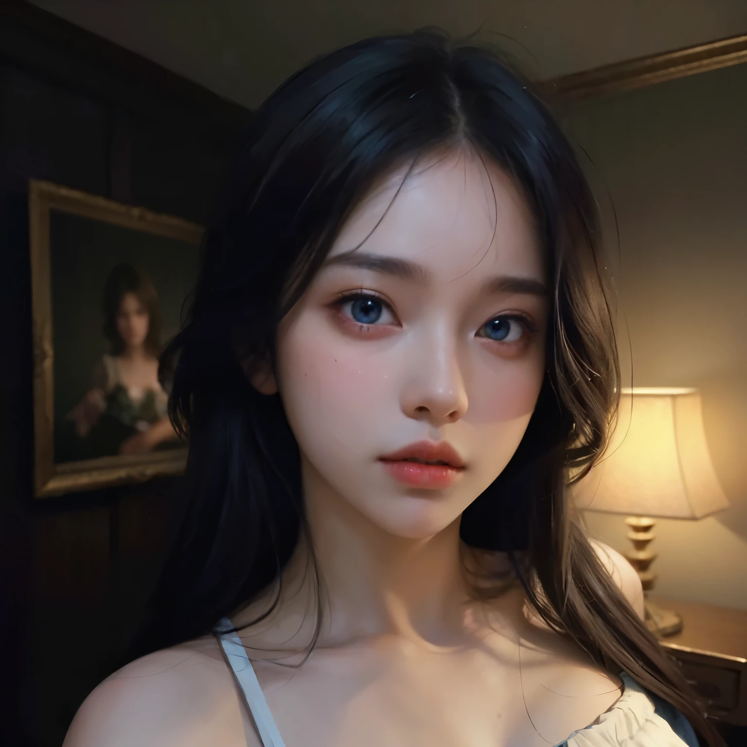 1girl, portrait, masterpiece,ultra realistic,32k,extremely detailed CG unity 8k wallpaper, best quality, vibrant colors,soft lighting , Half-up, half-down