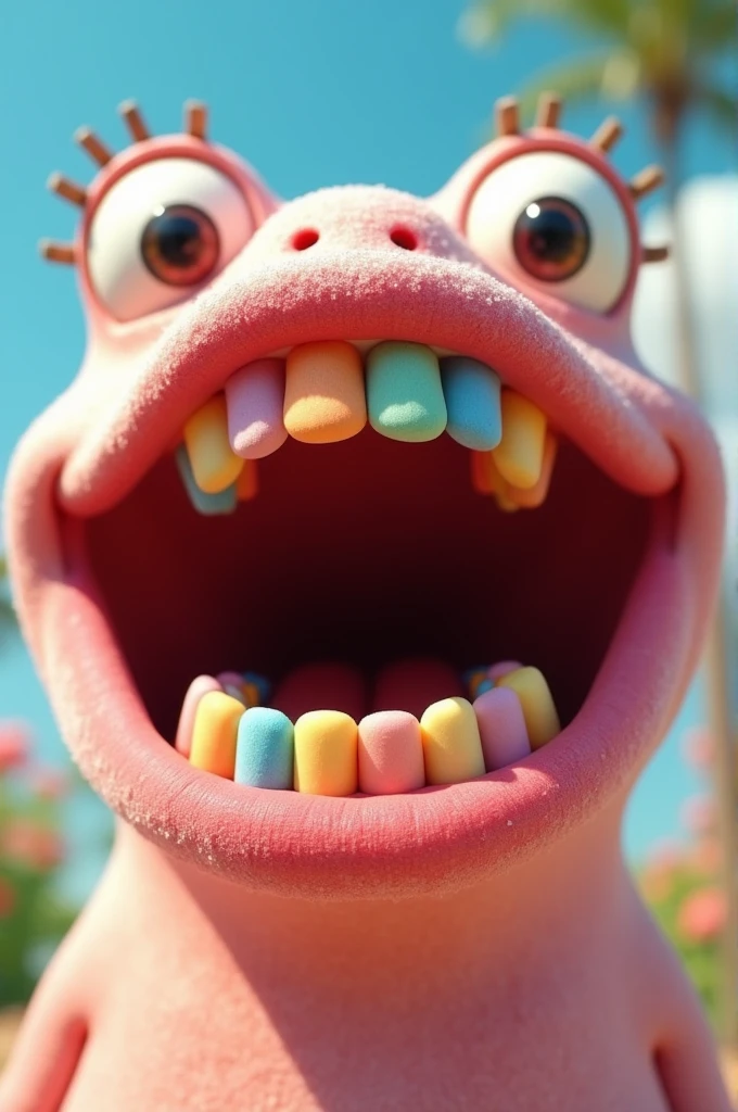 realistic, hyperrealistic, (highest quality:1.1), (banana with shark fangs:1.4)