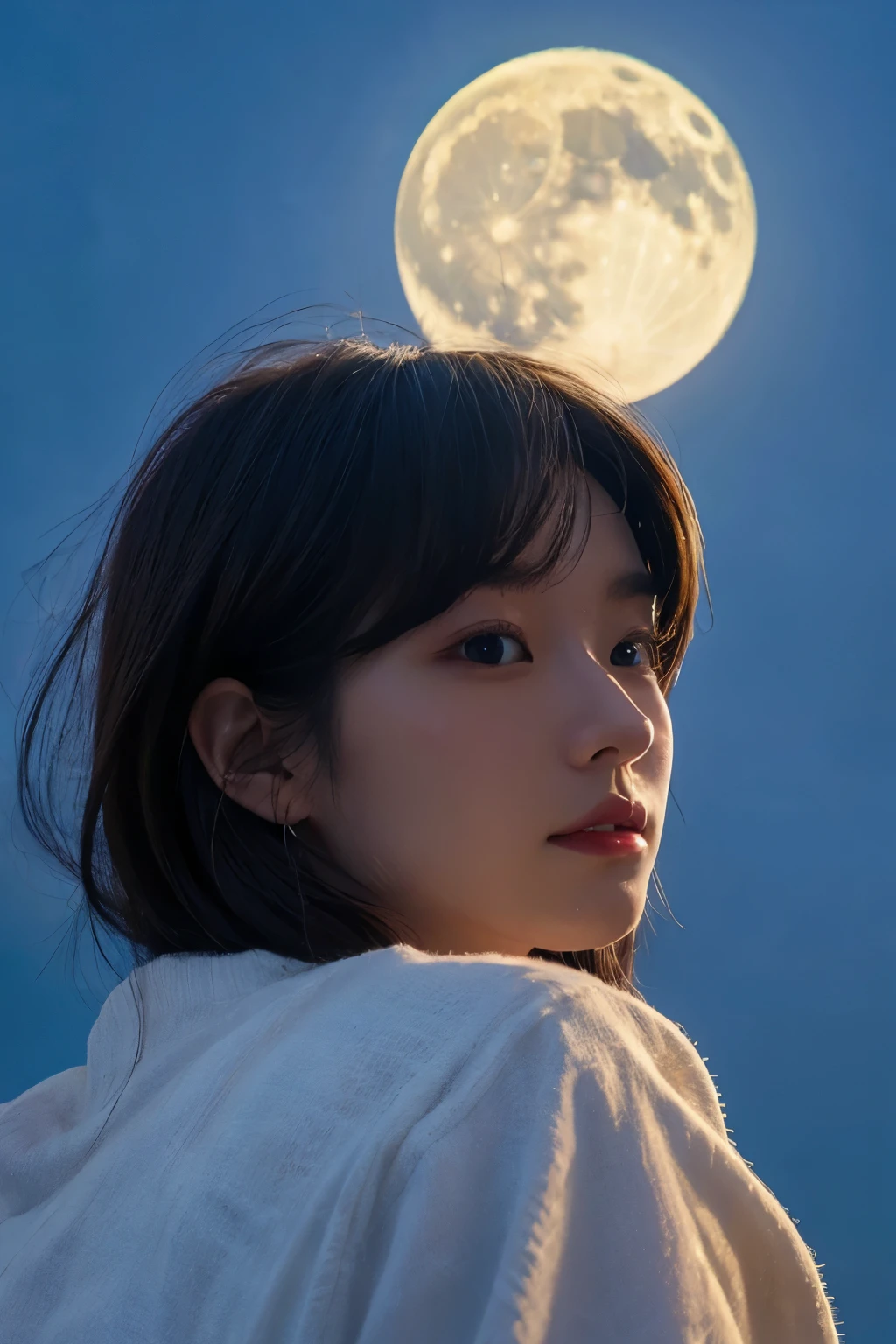 A very realistic full moon、in png format