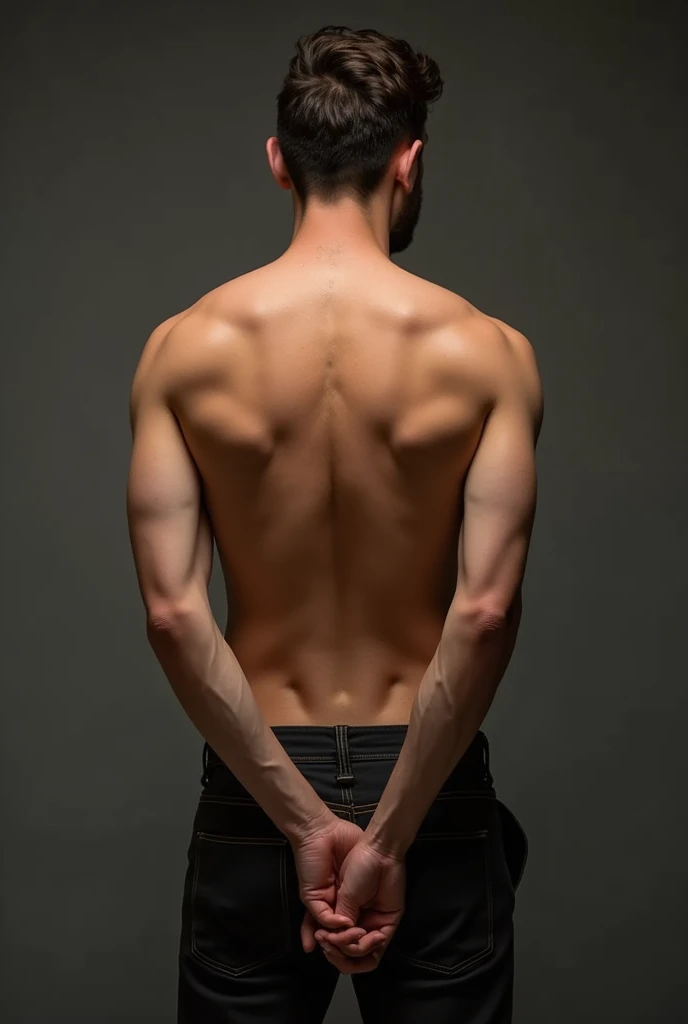 a handsome Asian man, , wet, standing on his back showing his ass, dramatic lighting, hyper-realistic, 8k, high quality, intricate details, cinematic composition, glowing skin, dramatic atmosphere, moody lighting