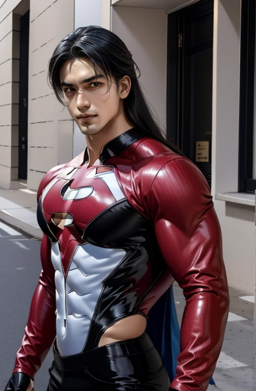 Latex Superhero、Teenager、Tall、Long Hair、Handsome and cool with beautiful skin