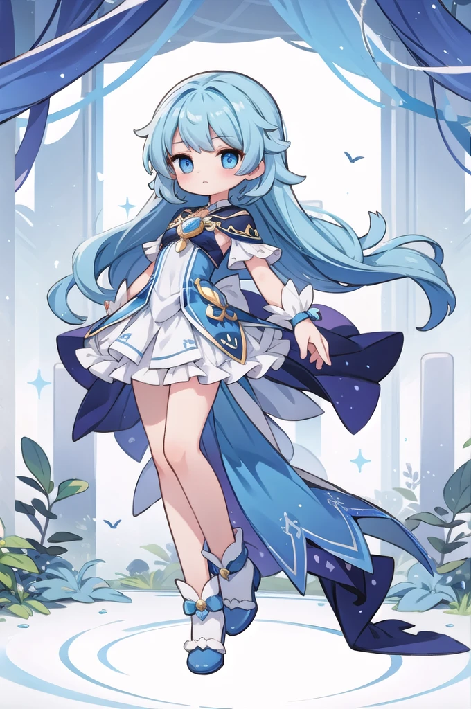 beautiful detailed magical girl with blue hair, full body