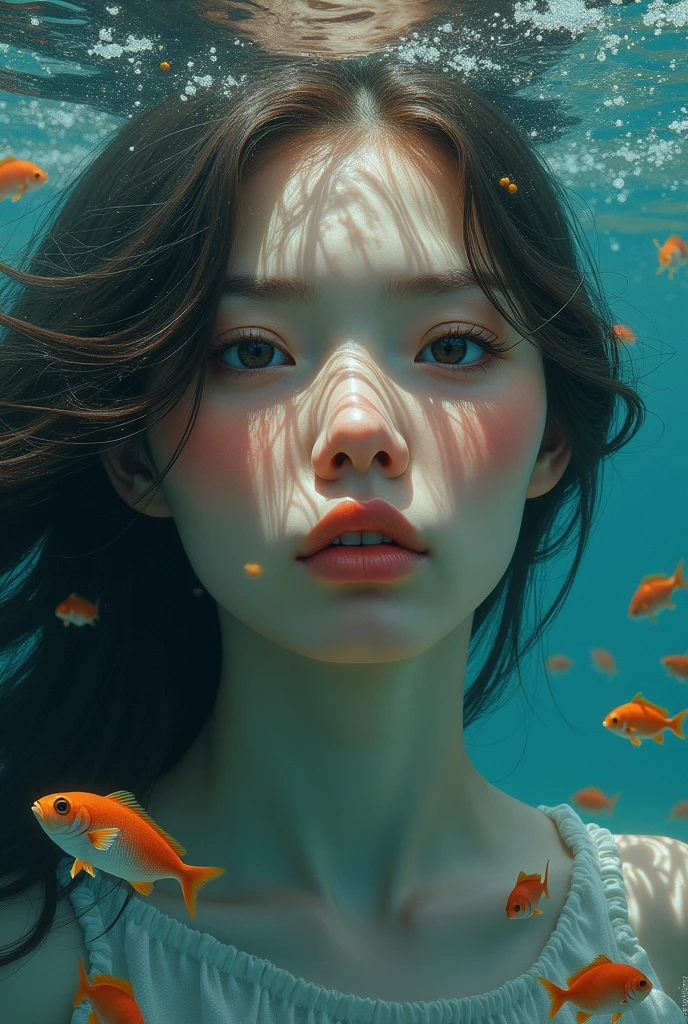 A very beautiful girl in sha sea with soft skin