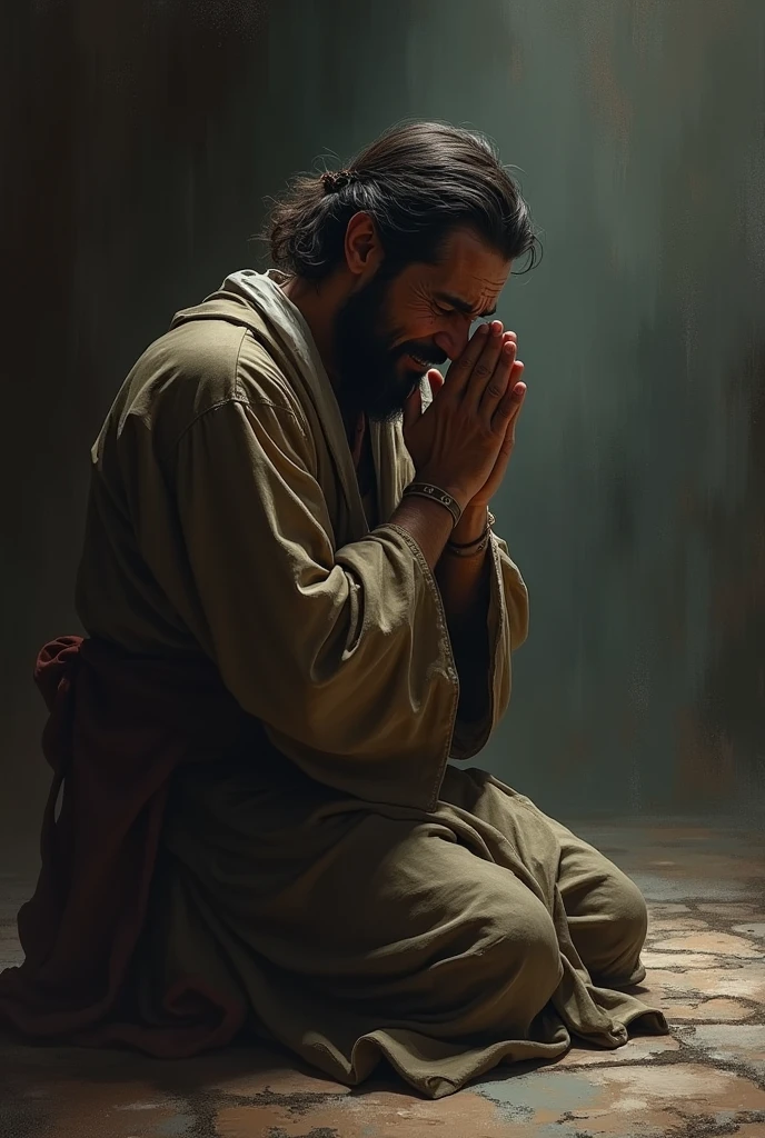 Man crying in prayer 