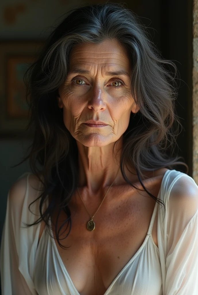 Demi Moore, pelada, Quadril largo, coxas grossas, strong, muscular arms, but flabby, Alta, Peitos grandes, saindo leite dos peitos, Buceta pegajosa, sem roupa, se masturbando