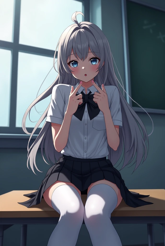 Anime Girls with long white hair and blue eyes sitting on a bench, Beautiful anime school girl, an Anime Girls, the Anime Girls is crouching, Anime Moe Art Style, gapmoe Yandere, cute Anime Girls, Zerochan Art, Anime Girls with long hair, Soft anime illustration, Yandere, seductive Anime Girls, Anime Girls, young Anime Girls