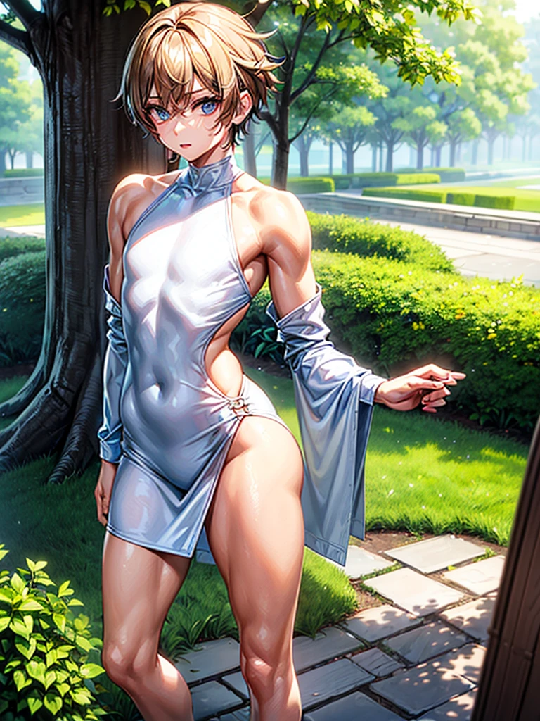 (solo), (one boy alone:1.7), (androgynous young pretty) in casual outfit is standing (((outdoors))), (muscular), (wide_shoulders, small_slim_narrow_waist, thick_thighs and wide_hips, flat_chest:1.5), ((PERFECT_FACE)), ((finely_detailed_beautiful_eyes_and_detailed_face)), (best_illumination, best_shadow, an_extremely_delicate_and_beautiful)