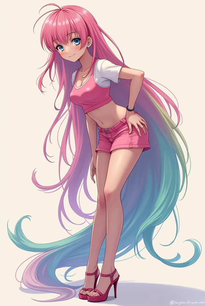 (masterpiece, high quality), 1girl, petite, flat chest, colorful t-shirt, (colorful panties), long hair, in a clothing store, (choosing clothes), smile, vibrant colors, best shadows, volumetric lighting, watercolor