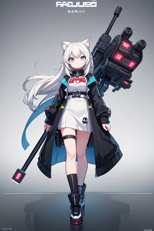 <lora:_AG_MERATHON_Sirius_LORA:0.8> AG Sirius, medium breasts, eye patch, fox ears, fox tail, blue eyes, white hair, long hair, thighhighs, hair ornament, black skirt, machinery, cityscape, equipment, floating, masterpiece, best quality, highres, <lora:GoodHands-vanilla:1> nice hands, perfect hands