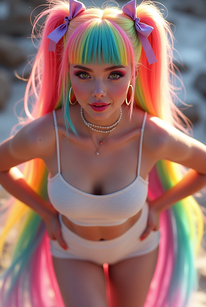 Harley quin buttocks bikini long hair,