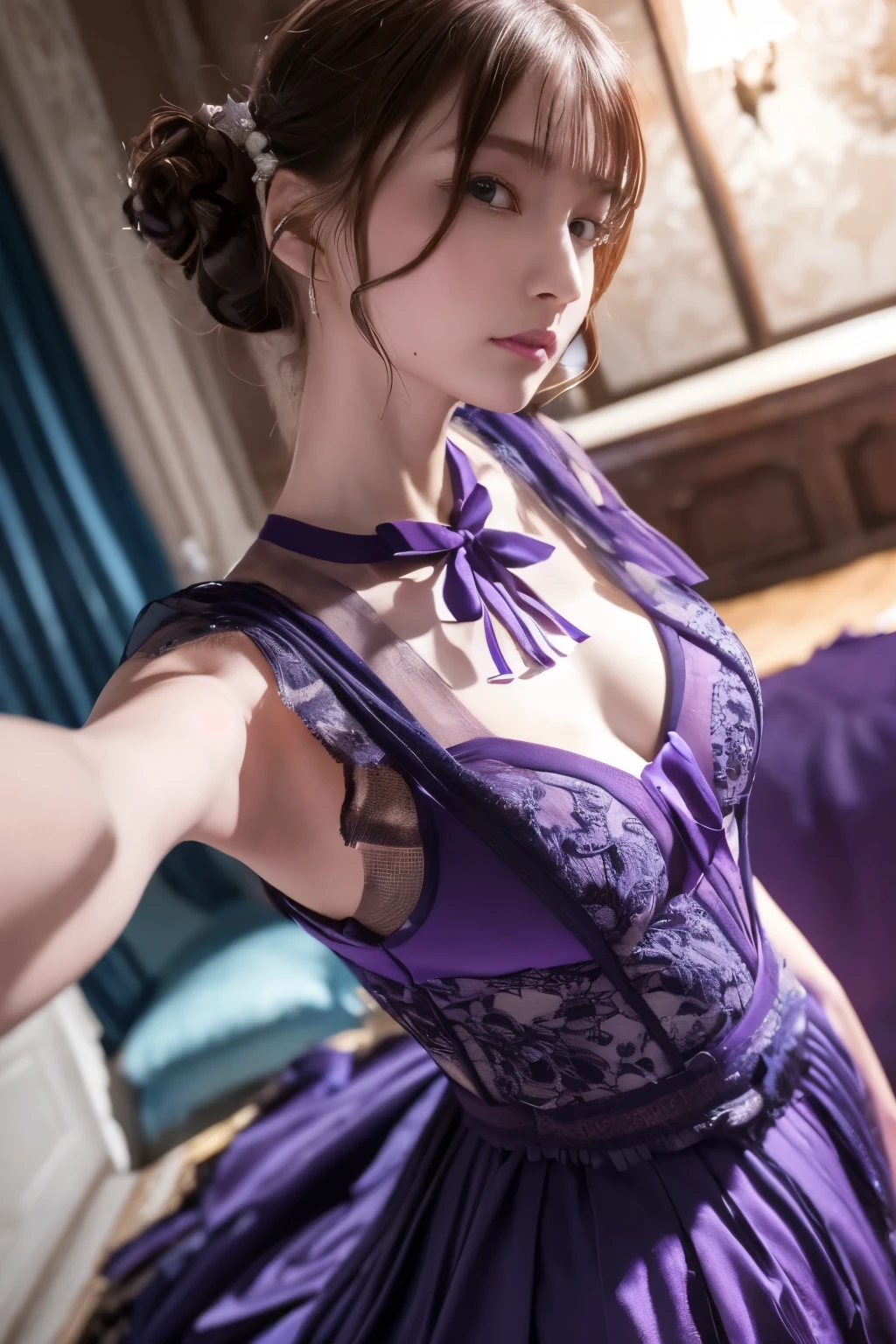 masterpiece, , (Highly detailed CG Unity 8k wallpaper), (), (Best Illustration), (The best shadow), (Stable Diffusion Model), Violet Evergarden, Sparkling, Beautiful, Victorian bedroom, Dynamic Lighting, Depth of Field