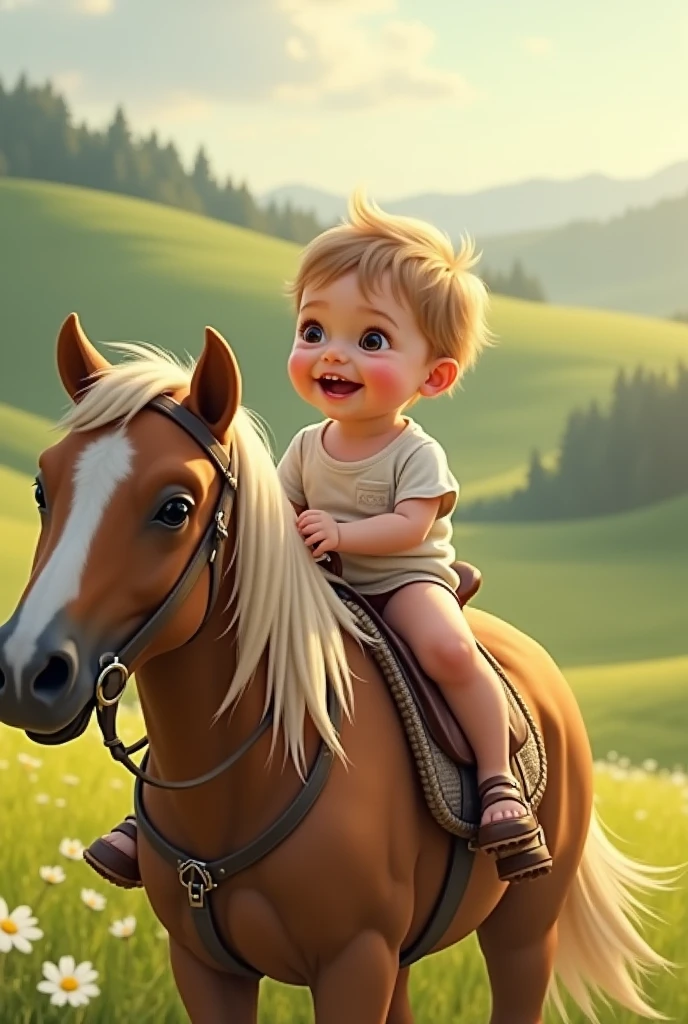 Baby riding horse - SeaArt AI