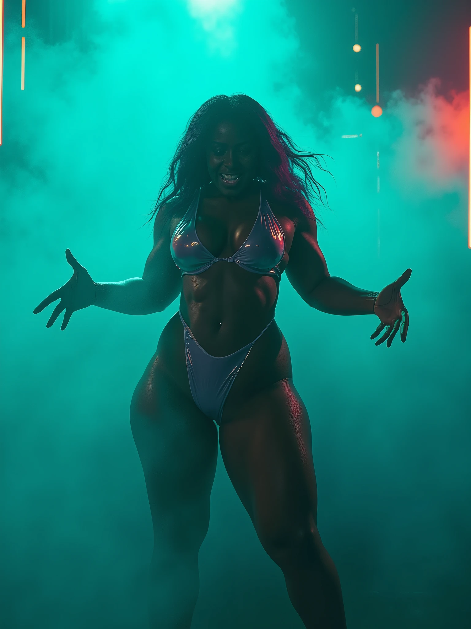 1girl, in laboratory, (18 years old), (Latina), dark skin, wide shot, long wavy hair, orgasm,breasts, (floral sun dress), (Masterpiece, Professional lighting, 16k, 8k wallpaper, raw photo, photorealistic:1.8, ultra detailed, natural lighting, detailed skin sexy pose, open mouth, big lips, night time, magic energy, neon light, orgasm, soaked, sweating, with freckles, crying, screaming
