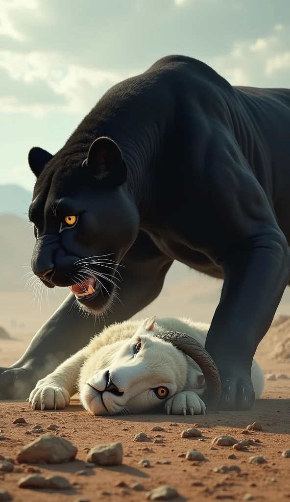 Black panther versus Cheetah and black with defeated the Cheetah and Cheetah is dead and sleeping on the floor