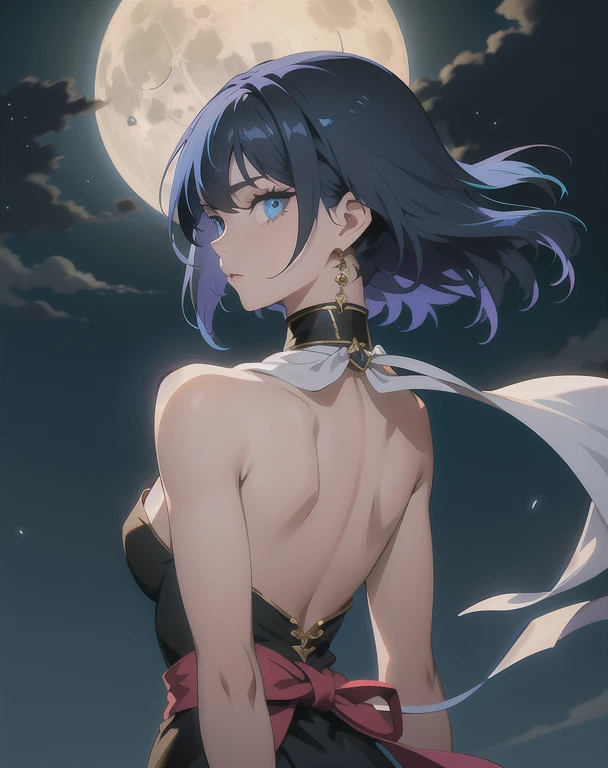 ((top-quality)), ((masuter piece)), (ultra-detailliert:1.4), (32k images), (ultra high detailed), Best Anime, sharpness, The best wallpapers, Phenomenal depiction, the golden ratio, Wind manipulation:1.5, Manipulation of light, (Perfect anatomy without destruction), (Beautiful eyes with detailed and detailed details, Lustrous eyes), (Lustrous hair:1.1, ), (Beautiful face with dense and detailed details), (Beautiful skin with dense and detailed details), (deadpan:1.2), Slim body, Slim belly, ((small tits)), thin-waist, a navel, goddes, (Beautiful sparkling white clothes with dense and detailed, Beautiful decoration with dense and detailed details, gemstone), fullmoon:1.1, Backgrounds with depth:1.3, hair adornments, Starry sky,