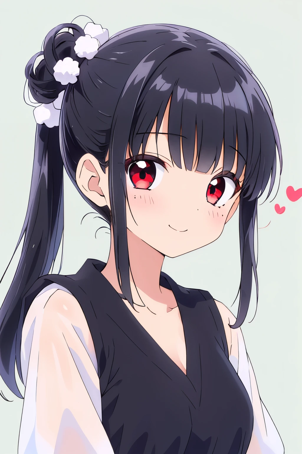 (1girl:1.2),
(shiny pitch black hair:1.3),long straight hair,
(puff out cheeks:1.2),
red eyes,(slanted eyes:1.1),(There is one large mole under his left eye.:0.9),
A perfect smile,

 (medium breasts:1.1),
(Teen:1.1),

Korean Finger Heart,

白いブラジャー,白いパンティー,
Whole body,

Simple background,

best quality,Highly detailed,sharp focus,masterpiece,natural expression,
