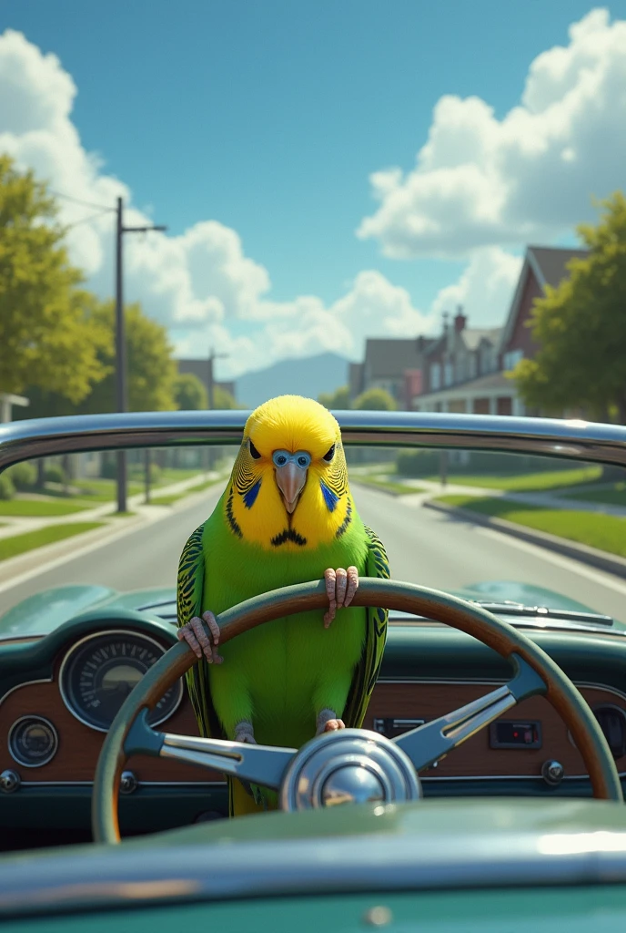 Three ducks hold the gun wings, There is a jeep in the background, A man lies in front of the ducks