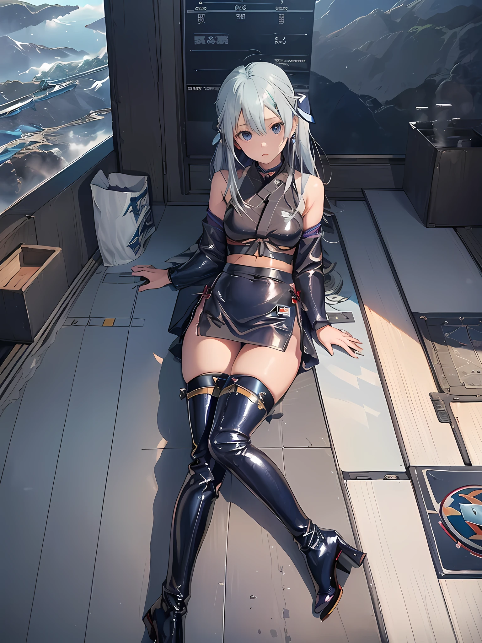 a naked tied up ager girl sitting on a guys lap getting raped by him, rape, sex, sexual intercourse, space, space ship, futuristic