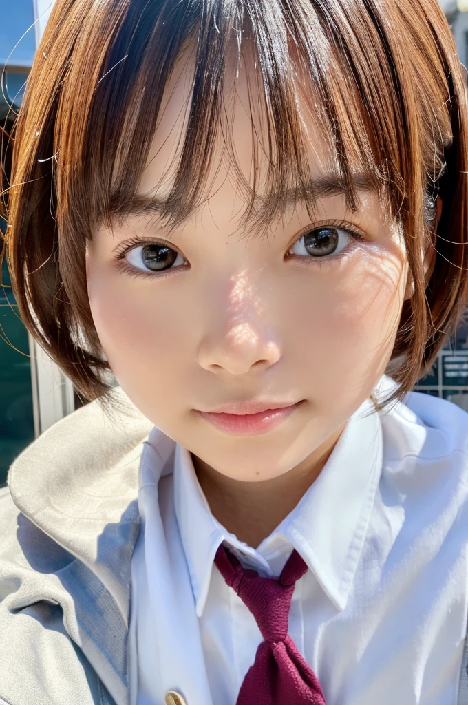 8k、High definition、Ultra Detail、Photorealistic、High resolution、Realistic and accurate depiction、Realistic and accurate human anatomy、Extremely detailed and intricately detailed、The most complex and detailed textures、超High resolution、Best Quality、Japanese women 、beautiful girl、Best Quality, 美しいJapanese women, student, Uniform, White shirt, Young Face, ,Shortcuts