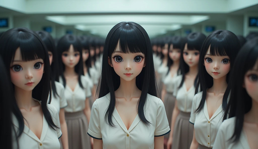 (((((Japanese Clone-girls=Myself))))), (((Super Best masterpiece Clone-girls Raw Photography Art))), (((16K, Highest quality, Ultra-high resolution, RAW Photos))), (((It&#39;s so unrealistic., With unparalleled depiction, With an unfathomable sight, An unprecedented and shocking worldview, Clone-girls: In a world of mass reproduction, Ultra-realistic))), (((Japanese Girls, Sasaki Nozomi, 26yo, Small face, Thick black hair, Medium to long hair, Dark Eyes, Mature face, Cute Smile, Smiling face, A gentle gaze, (((Very happy laughter)))))), (((Very beautiful detailed girls, Accurate body structure, Accurate body movements, Very detailed body, (((Super big breasts, Large bulge of ample breasts)))))), (((White short-sleeved shirt, I can see the cleavage, Emphasise the fullness of your breasts, Orange pleated mini skirt, Red color socks, Black leather shoes))), ((((((((Very detailed, Myself cloning, Depiction of splitting oneself, 1Myself girl→1,000,000,000,000,000,000,000,000,000,000Myself cloning girls)))))))), (((((((Myself clone-girlsから, Myself keeps multiplying, (Very detailed and intricate, To the exact, Flawless, (((In the same female body,With the same face, With the same hairstyle, In the same clothes, At the same height, 同じSuper big breastsである))), In a detailed depiction), 1,000,000,000,000,000,000,000,000,000,000 people))))))), (((((Myself girls only))))), (((((1,000,000,000,000,000,000,000,000,000,000Myself girls))))), (((((Very detailed depiction, Multiple or more Myselves, Physical contact, Pleasant conversation, Holding hands, Hug, walk, Turn around, Shift your gaze))))), (((Very detailed, Extremely crowded, Body-to-body contact with no gaps))), (Bright and soft light), (((((Clear and accurate perspective depiction, super wide view, Ultra-wide field of view, Focus on the average value of the image))))), A crowd of Myself filling up the horizon, Everyone is sexy!!!!, I want to touch each other, I want to have sex with everyone, I want to put my boobs together, Sex with a group of people!!!!!
