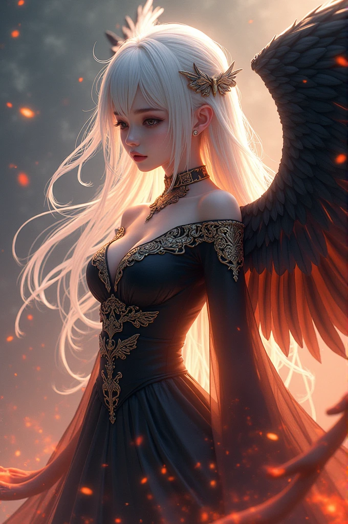 round image,(masterpiece:1.3), (the best quality:1.2), (super fine illustrations:1.2), (Masterpiece), high quality, high detail,(SOLO:1.4),((round image)),[(white background:1.1)::5],[(ruins:1):5],[(game character portrait:1.2):5],1 girl,solo,(((full body))),only five fingers,((white long hair)) ((yellow and (White) ends)),long hair, whole body, look at viewer, ((looking from above)), (bright aqua eyes), lighting, (magic red and black energy wings), godrays, halo, magic rays, energy halo, starry night, moon light, magic symbols, ((fullbody red magic tatoos)), magic pillars, magic aura
(hyper detail:1.1), (dramatic light:1.2), (intricate details:1.1), (colourful:1.1), godrays, sexy pose, medium boobs, (rising from hell:1.2), (red flowing robes:1.2), (red and black dress:1.2), (ethereal glow:1.3), (heavenly atmosphere:1.3),