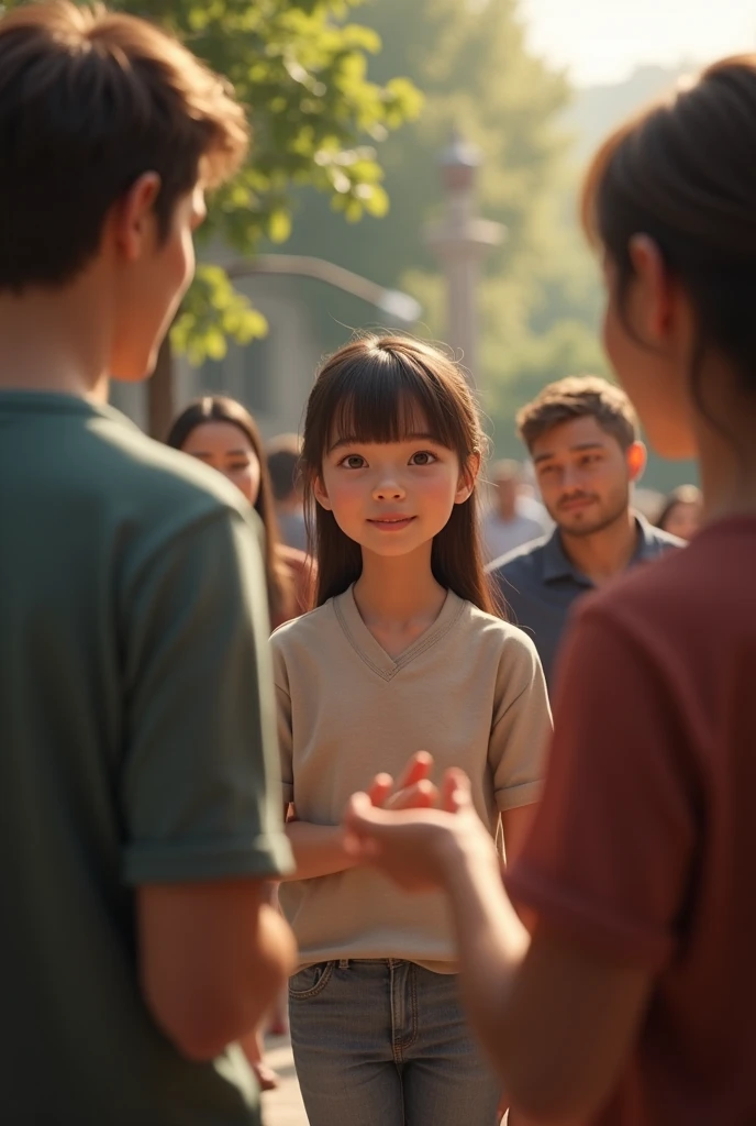 ,Chinese,littl,swimmer,on busy street,peeing,cute,shy