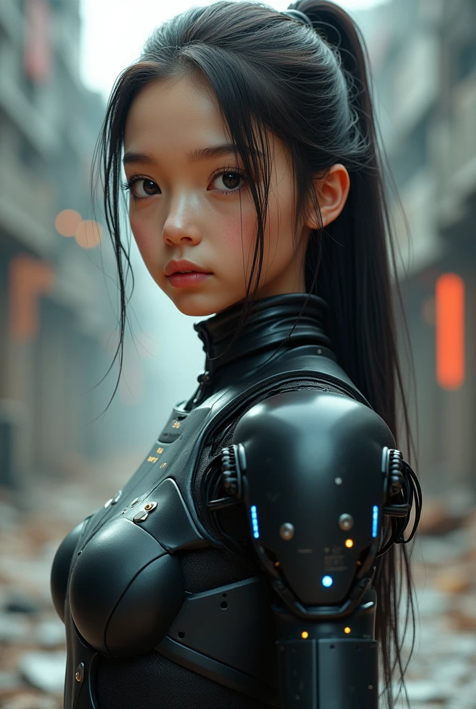 The best ever、8K,(((whole body)))、(((luster)))、(((Metal)))、(((非常有luster、Very hard polished iron armor)))、(((Cyberpunk)))、The cute beauty of the mecha(best quality, details, On the table, , 8K, Chiaroscuro,Excellent condition、Bust photos are super realistic and realistic, Detailed Hasselblad RAW photography )、(((Beautiful, sparkling natural eyes)))、(((Human Skin Type)))、(((Highly realistic humans)))、(Perfectly round eyes)、(((The details of the pupil iris are amazing)))、(((Shining eyes)))、Accurate fingers、No limb damage、(((Caucasian 10-year-old girl's face)))、(((Very fair skin)))、Naturally closed mouth、Staring eyes、Natural body、(((baby face)))、(((Caucasian cool high nose root)))、(((Humanized Girls' Skin Types)))、(((Very cute female face)))、Female body、Small face、(((Soft cheeks)))、Looking at the camera、balance face、(((Drooping eyes)))、(((Beautiful droopy eyes)))、Body proportions similar to humans、(((The arms are slightly longer)))、(((The arms are slightly longer)))、(((Long Neck)))、Normal shoulder width、((Length below the knee))、(The torso is long)、(((Slightly bigger hands)))、human face、(((Light blue silver hair with a hint of blue-purple)))、(((Refreshing and cute short hair)))、(((The background is the future)))、(((8 head body)))、(((Glowing lilac eyes)))、(((Thin silver eyebrows)))、(((Sparse eyebrows)))、(((Look at this)))、(((Gentle face)))、((Background Mecha))、Leafhopper、((Robocop))、Ghost in the Shell、Tren、(((Space Detective Gavin)))、beat、Police Officer、(((Night background)))、(((No makeup)))、(((Hollywood Sci-Fi Movie Lighting))、(((5000 AD)))、Height 1cm、Leg length 82cm、Head length 20 cm、Takanobu,Very cleverlyXOne leg、(((Cool pose)))、Evan Green、Ayanami、(((turbid)))、(((War preparation)))、Attack Stance、、Cyborg、(((Extremely complex joints)))、(((Light blue silver eyelashes)))、(((Very thin eyebrows)))、(((Eyebrows are brightly colored)))、Precise five-fingered hand、(((Cute short round hair)))、(((You will hate the facial expression of the eyes)))、(((Transcendent Beautiful Girl)))、(((Cool white nose)))、(((Very delicate and cute lips)))、Edge lighting、Very delicately、Very light freckled cheeks、Detail of light blue eyelashes、Beautiful nails、(((Science fiction movie colors)))、(((Sci-fi quality)))、(((Droopy eyes of a Caucasian woman with high definition iris pattern)))、White female eyebrows、((Sexy))、(((Giles's face tensed)))、(((Long chin)))、(((The nose is long)))、(((under short nose)))、(((Fine lashes,High-resolution)))、(((Fine hair)))、(((Art Photography)))、Vermeer、(There is movement)、(((Artistically)))、((Vermeer))、capricious、(((Colored lights)))、(((Color photos)))、(((Face)))、(((close up)))、(((eyesight)))