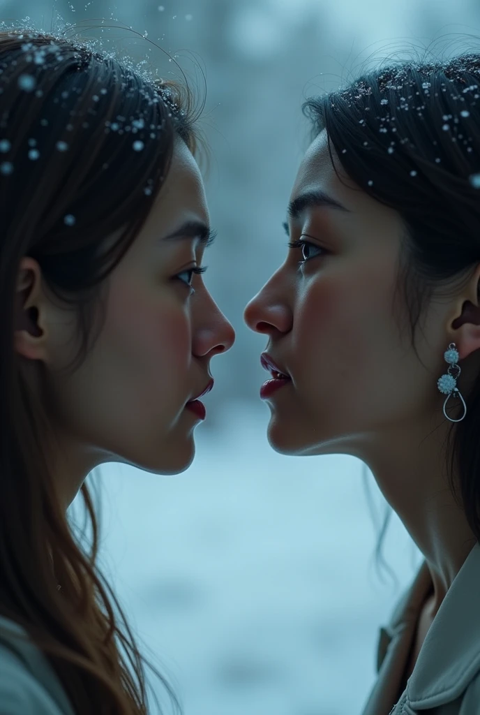 Anime image of a man and woman facing each other., high quality fanart, Ruan Jia and Joao Ruas, By Yang J, By Zhou Fang, By Li Song, By Zhou Chen, Made with Anime Painter Studio., By Zeng Jing, Very detailed fan art, Roberto Ferry and Ruean Jia, Drawing in Anime Painter Studio, By Li Zai