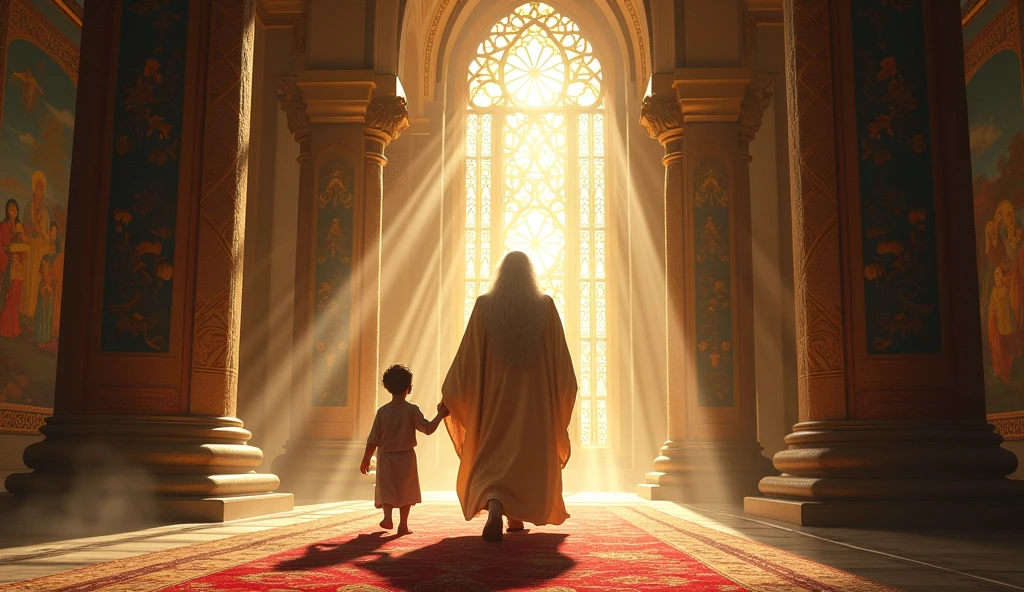 Israelite child being presented to a priest in the company of his animated Israelite mother