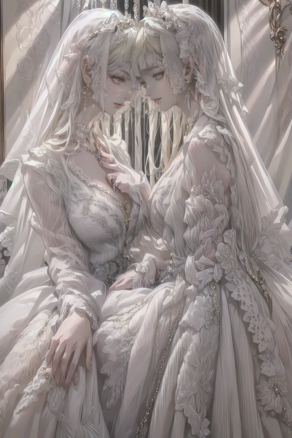 (8k, Best Quality, masterpiece: 1.2), Ultra-high resolution,,Marie Antoinette,Ultra-detailed face,Fine grain,Open your mouth a little,(Blonde),Long Hair,Wavy Hair, break,Rococo Ruffle Dress,Long sleeve dress,The dress includes an extra long skirt,Baroque Dress, Intricate fantasy dress, glamorous ruffled dresses, Romantic Dress, Ruffled Costume,Raffle, Data Style, Formal Wear, Fancy Fashion, palate colors include pink and white,(pink:1.5),Class A Smile,Gold Tiara, necklace,Sit in a luxurious chair,Hands on knees,(Rainbow light:1.4),,Profile of a person gazing out a window,The rosebush is reflected in the window,(Inside Victoria Palace)、Her eyes sparkle、Now her blonde hair reaches down to her waist、Rose-colored gradation and three, 薄いpinkのロック. 彼女は花柄の装飾が施されたGold Tiaraを着用し、Matching earrings, White flower choker. 彼女は金色のボタンで縁取られたフリル付きの白いストライプのpinkのトップを着ている, The white sleeves are shaped like flower buds.. A magenta ribbon runs along her chest.、Tied behind the neck、Matching chest piece, Decorated with flowers. Her frilly skirt is divided by a white lining, Fastened with a large magenta ribbon、Decorated with gold, There is a small ribbon on the back. Her miniskirt is、薄いpinkのマゼンタの貝殻状の裏地と白い花のペチコートでできている. 彼女はpinkの花がついた白い手袋も着用している, 白と薄いpinkの靴には、ゆるいカフとDecorated with flowersたマゼンタのリボンがある.
