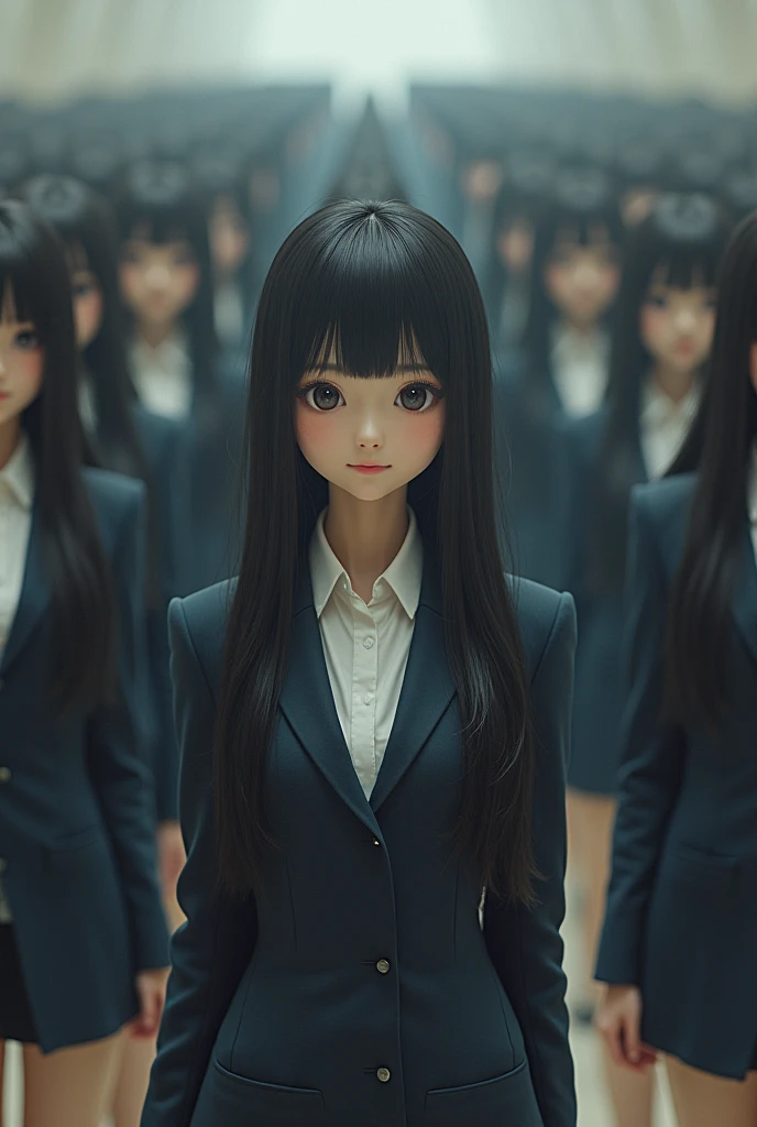 (Japanese Clone-girls=Myself), (Super Best masterpiece Clone-girls Raw Photography Art), (16K, Highest quality, Ultra-high resolution, RAW Photos), (It&#39;s so unrealistic., With unparalleled depiction, With an unfathomable sight, An unprecedented and shocking worldview, Clone-girls: In a world of mass reproduction, Ultra-realistic), (Japanese Girls, 16yo, Small face, Thick black hair, long hair, Dark Eyes, Mature face, かわいいsmile, Smiling face, A gentle gaze, Very pleasant look), (Very beautiful detailed girls, Accurate body structure, Accurate body movements, Very detailed body, (Super big breasts, Large bulge of ample breasts)), (Schoolgirl uniform, Short sleeve, mini skirt, Emphasise the fullness of your breasts), (Very detailed, Myself cloning, Depiction of splitting oneself, 1Myself girl→1,000,000,000,000,000,000,000,000,000,000Myself cloning girls), (Very detailed and intricate, Myself&#39;s body is multiplying, A perfectly matched depiction, (In the same female body,With the same face, With the same hairstyle, In the same clothes, At the same height, 同じSuper big breasts), 1,000,000,000,000,000,000,000,000,000,000 people mass proliferation), (Myself girls only), Academy, academic level, Commemorative photo depiction, Tiered stage photography, smile, Front view