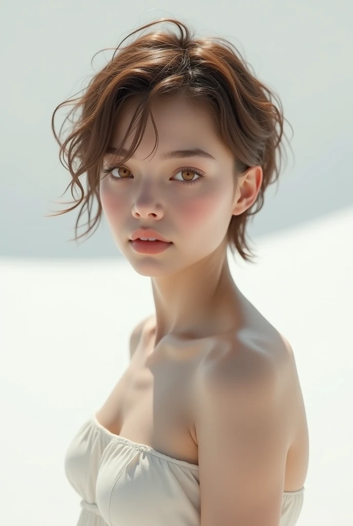 (Ultra High Resolution, Photorealistic, Realistic, Best Quality, Photorealistic),
(((High definition skin,visible pores)))),(real person,photo),
((Mix 4)),
(8K, raw photo, highest quality, masterpiece), (1 Japan girl), photon mapping, radiosity, physically based rendering, automatic white balance, ((face close-up, unforgettable smile, moist lips, short hair))), mastoid, watery eyes, eyelashes, clear double eyelids,
(blushing|cute and playful|adorable|thin|thick bangs|beauty|18 years old|childish looks|under 18), (breasts))),(Viewer),((irises and pupils are rounded,pupils reflect the surroundings,eyes are the same size))), (thin)))),Golden ratio face, golden ratio body